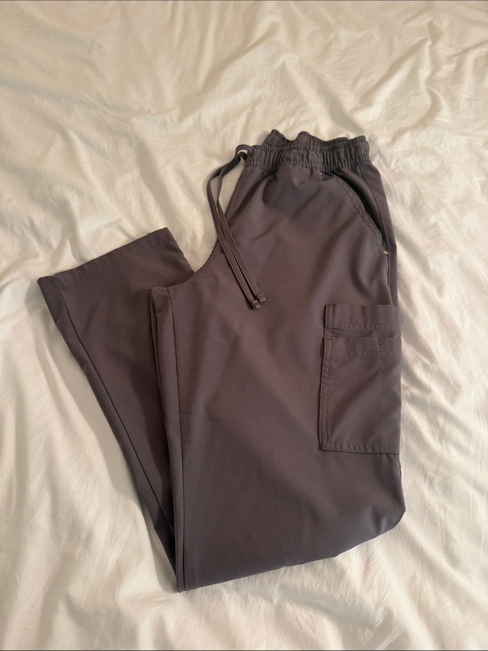 Women’s Drawstring Cargo Scrubs in Charcoal Gray